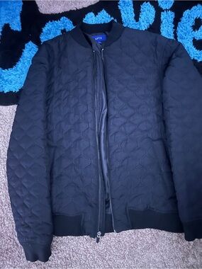 Apt. 9 Black Quilted Jacket with Blue Label